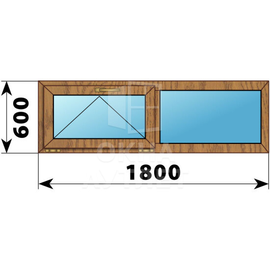 Двухстворчатое окно из лиственницы 1800×600 О-Г ОА-45279