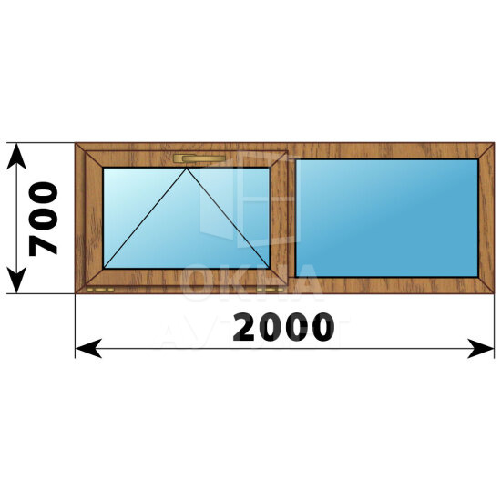 Двухстворчатое окно из лиственницы 2000×700 О-Г ОА-45579