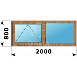 Двухстворчатое окно из лиственницы 2000×800 О-Г ОА-49667