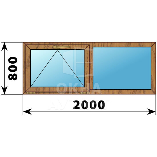 Двухстворчатое окно из лиственницы 2000×800 О-Г ОА-49667
