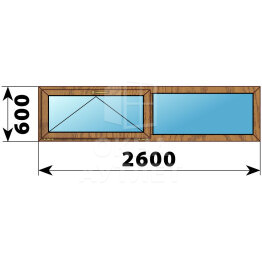 Двухстворчатое окно из лиственницы 2600×600 О-Г ОА-45825