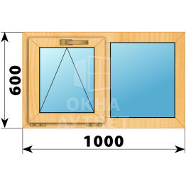 Двухстворчатое окно из сосны 1000×600 О-Г ОА-41440