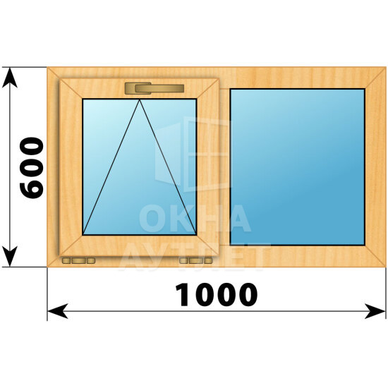 Двухстворчатое окно из сосны 1000×600 О-Г ОА-41440