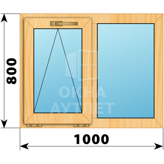 Двухстворчатое окно из сосны 1000×800 О-Г ОА-43153