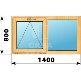 Двухстворчатое окно из сосны 1400×800 О-Г ОА-41806