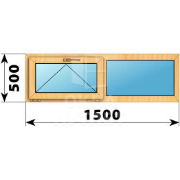 Двухстворчатое окно из сосны 1500×500 О-Г ОА-41635