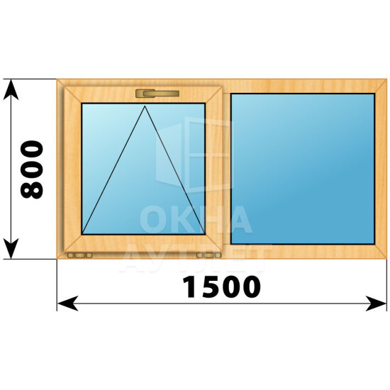 Двухстворчатое окно из сосны 1500×800 О-Г ОА-41854