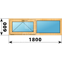 Двухстворчатое окно из сосны 1800×600 О-Г ОА-41776