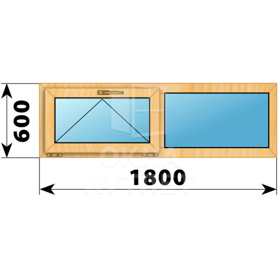 Двухстворчатое окно из сосны 1800×600 О-Г ОА-41776