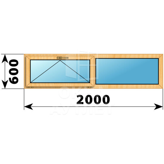 Двухстворчатое окно из сосны 2000×600 О-Г ОА-41860