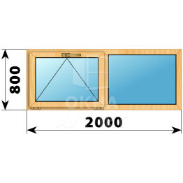 Двухстворчатое окно из сосны 2000×800 О-Г ОА-42004