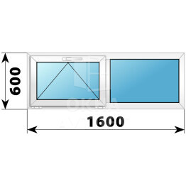 Двухстворчатое пластиковое окно 1600×600 О-Г ОА-39406