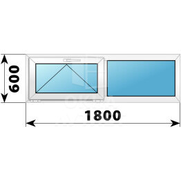 Двухстворчатое пластиковое окно 1800×600 О-Г ОА-39475