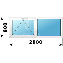 Двухстворчатое пластиковое окно 2000×800 О-Г ОА-38866