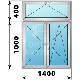 Двухстворчатое алюминиевое окно с откидной фрамугой 1000×1400 П-ПО ОА-54991