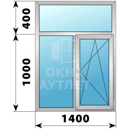 Двухстворчатое деревянно-алюминиевое окно с глухой фрамугой 1000×1400 Г-ПО ОА-49616