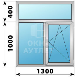 Двухстворчатое деревянно-алюминиевое окно с глухой фрамугой 1300×1400 Г-ПО ОА-46293