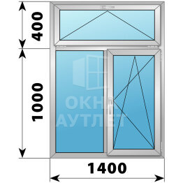 Двухстворчатое деревянно-алюминиевое окно с откидной фрамугой 1000×1400 Г-ПО ОА-49961