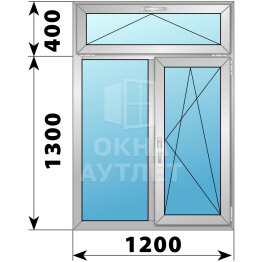 Двухстворчатое деревянно-алюминиевое окно с откидной фрамугой 1200×1700 Г-ПО ОА-47022