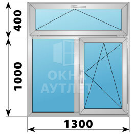 Двухстворчатое деревянно-алюминиевое окно с откидной фрамугой 1300×1400 Г-ПО ОА-46770