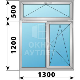 Двухстворчатое деревянно-алюминиевое окно с откидной фрамугой 1300×1700 Г-ПО ОА-47214