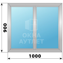 Двухстворчатое глухое алюминиевое окно Г-Г 1000×900 ОА-33867