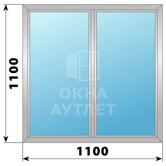 Двухстворчатое глухое алюминиевое окно Г-Г 1100×1100 ОА-33894
