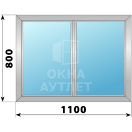 Двухстворчатое глухое алюминиевое окно Г-Г 1100×800 ОА-33864