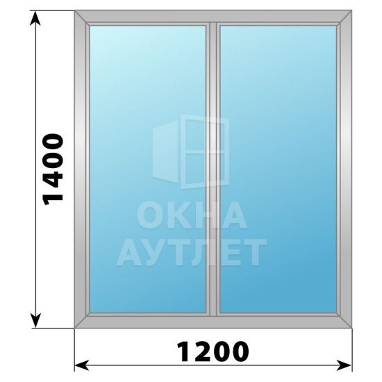 Двухстворчатое глухое алюминиевое окно Г-Г 1200×1400 ОА-33963
