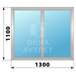 Двухстворчатое глухое алюминиевое окно Г-Г 1300×1100 ОА-33930
