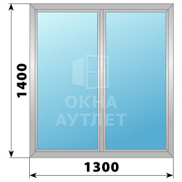 Двухстворчатое глухое алюминиевое окно Г-Г 1300×1400 ОА-33981