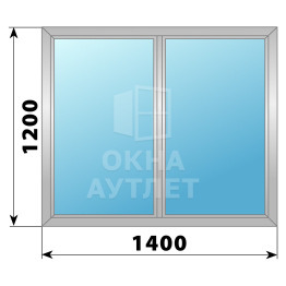 Двухстворчатое глухое алюминиевое окно Г-Г 1400×1200 ОА-33966