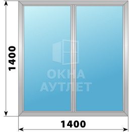 Двухстворчатое глухое алюминиевое окно Г-Г 1400×1400 ОА-33999
