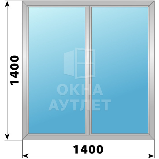 Двухстворчатое глухое алюминиевое окно Г-Г 1400×1400 ОА-33999