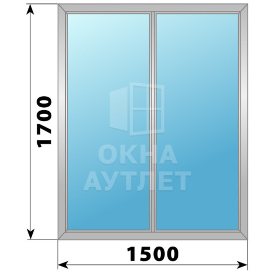 Двухстворчатое глухое алюминиевое окно Г-Г 1500×2000 ОА-34163