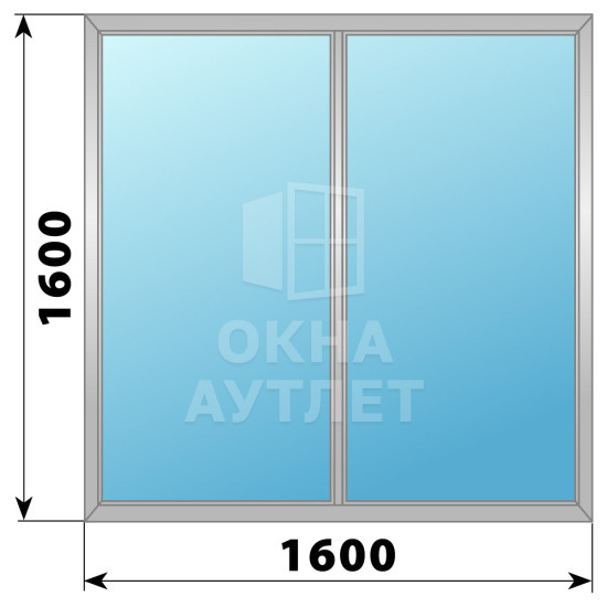 Двухстворчатое глухое алюминиевое окно Г-Г 1600×1600 ОА-34101
