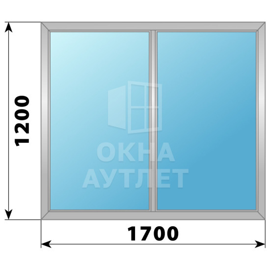 Двухстворчатое глухое алюминиевое окно Г-Г 1700×1200 ОА-34020