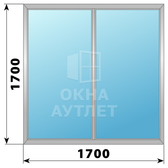 Двухстворчатое глухое алюминиевое окно Г-Г 1700×1700 ОА-34154