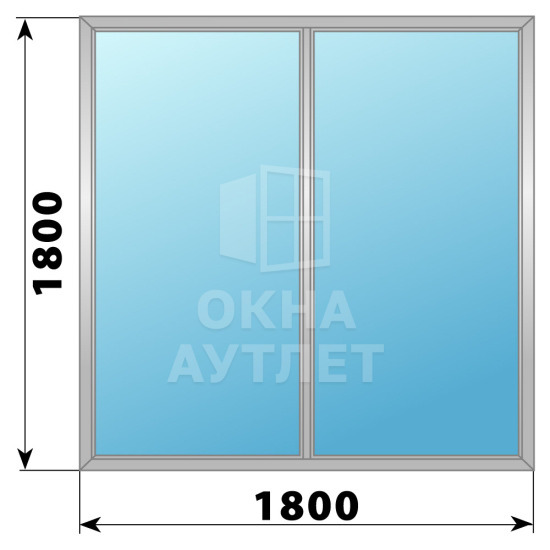 Двухстворчатое глухое алюминиевое окно Г-Г 1800×1800 ОА-34211