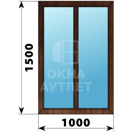 Двухстворчатое глухое деревянное окно из дуба Г-Г 1000×1500 ОА-36317