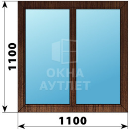 Двухстворчатое глухое деревянное окно из дуба Г-Г 1100×1100 ОА-35861