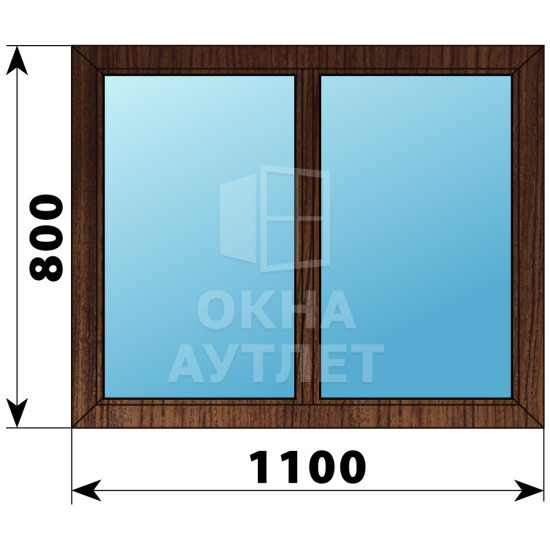 Двухстворчатое глухое деревянное окно из дуба Г-Г 1100×800 ОА-35330