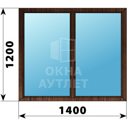 Двухстворчатое глухое деревянное окно из дуба Г-Г 1400×1200 ОА-36563