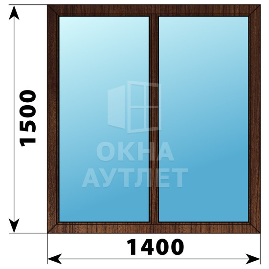 Двухстворчатое глухое деревянное окно из дуба Г-Г 1400×1500 ОА-37016