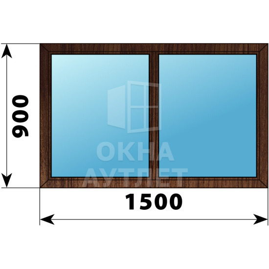 Двухстворчатое глухое деревянное окно из дуба Г-Г 1500×900 ОА-36092