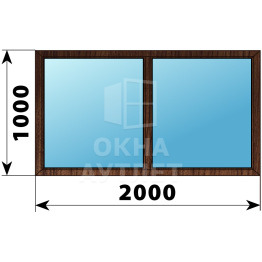 Двухстворчатое глухое деревянное окно из дуба Г-Г 2000×1000 ОА-36917