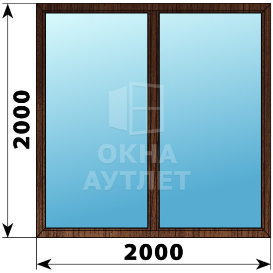 Двухстворчатое глухое деревянное окно из дуба Г-Г 2000×2000 ОА-37850