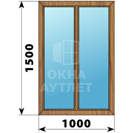 Двухстворчатое глухое деревянное окно из лиственницы Г-Г 1000×1500 ОА-35591