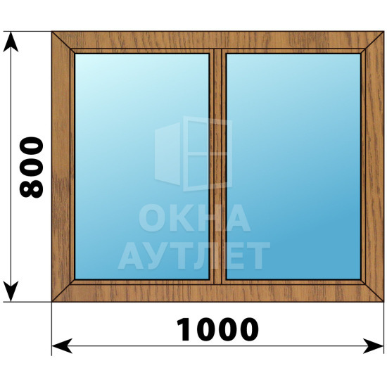 Двухстворчатое глухое деревянное окно из лиственницы Г-Г 1000×800 ОА-34838