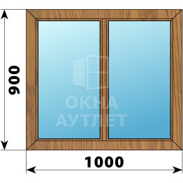 Двухстворчатое глухое деревянное окно из лиственницы Г-Г 1000×900 ОА-34940